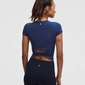 lululemon athletica all it takes back twist ribbed short sleeve shirt